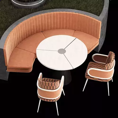 Modern Restaurant Diner Folding Table and Chairs Set 3D model 3
