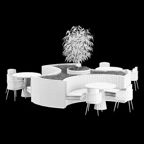 Modern Restaurant Diner Folding Table and Chairs Set 3D model 5