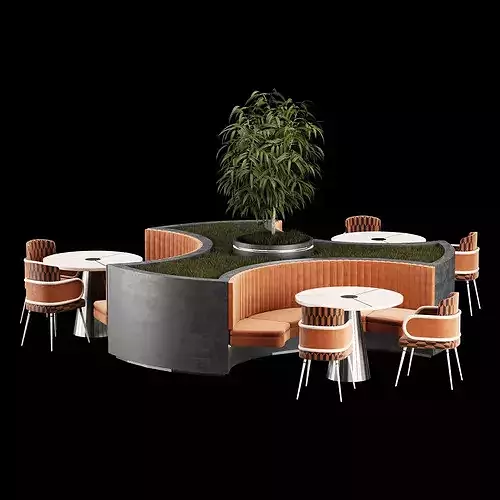 Modern Restaurant Diner Folding Table and Chairs Set 3D model 4