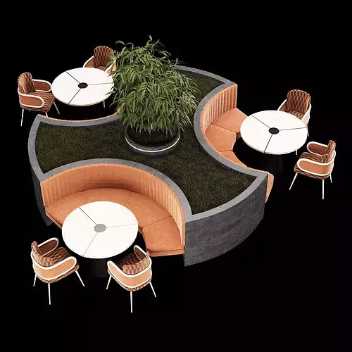 Modern Restaurant Diner Folding Table and Chairs Set 3D model