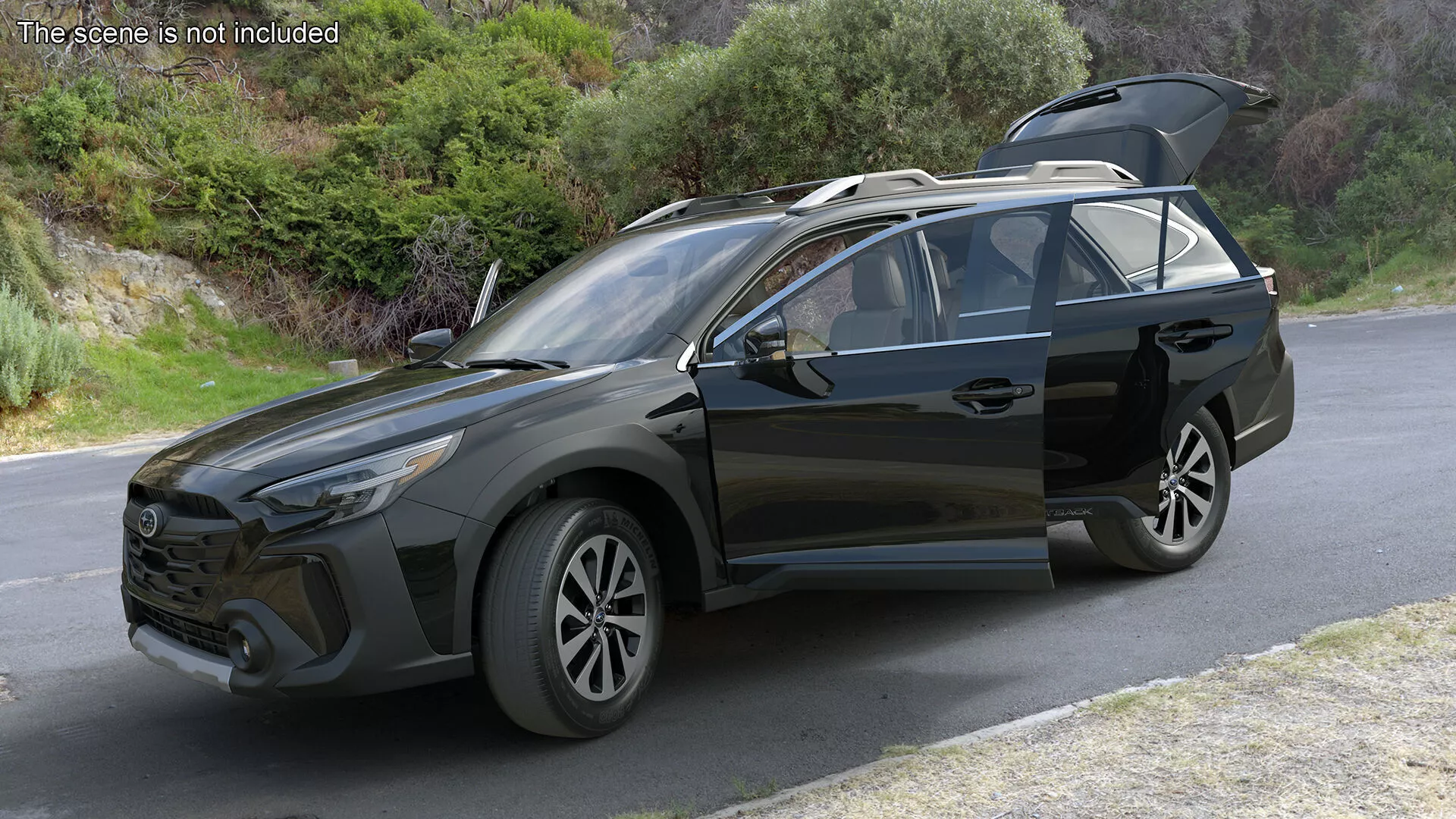 Black Crossover Subaru Outback 2025 3D model