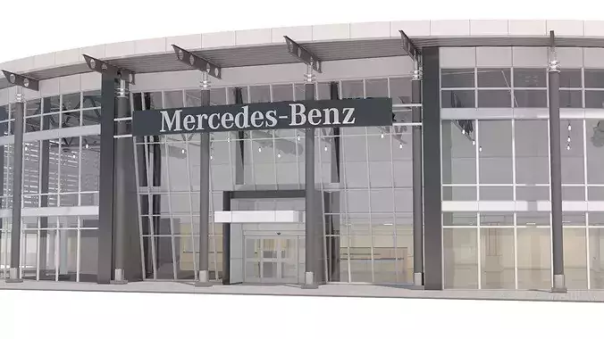 Mercedes-Benz Car Dealership Building with Interior 3D model 2