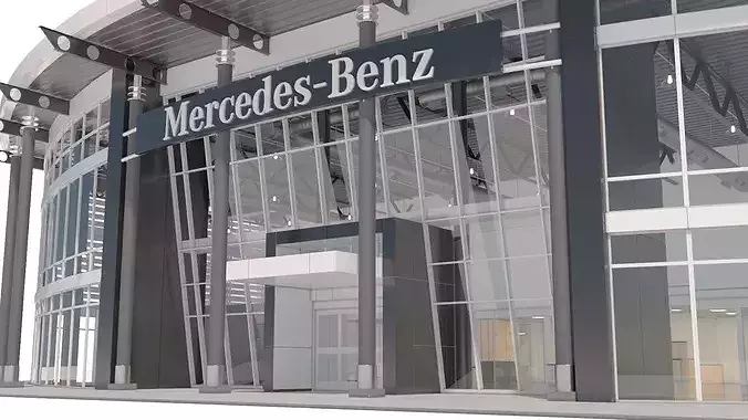 Mercedes-Benz Car Dealership Building with Interior 3D model