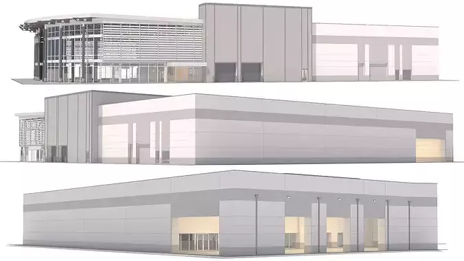 Mercedes-Benz Car Dealership Building with Interior 3D model 4