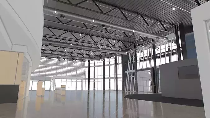 Mercedes-Benz Car Dealership Building with Interior 3D model 6