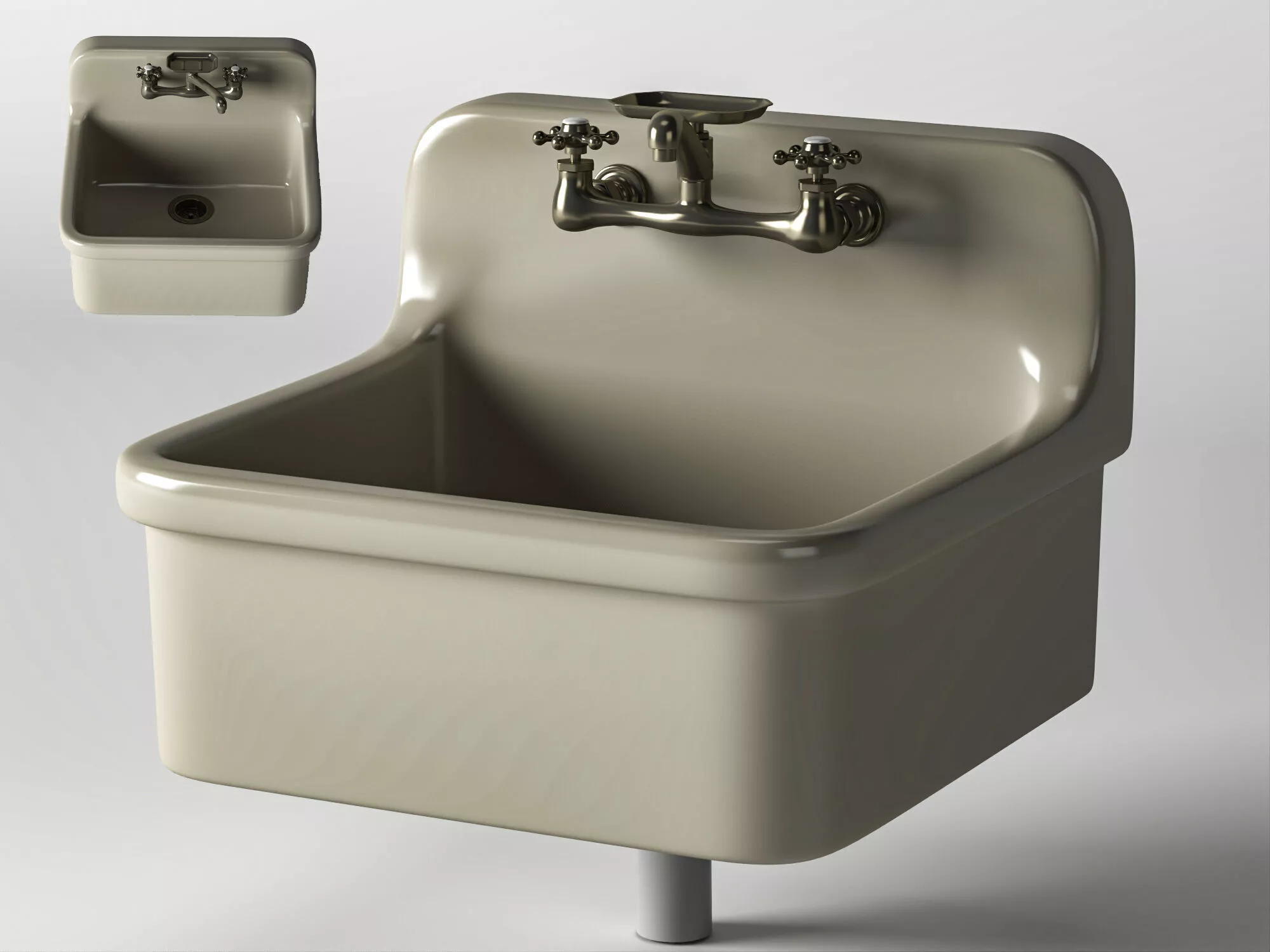 Vintage wall mop sink asset pack 3D model
