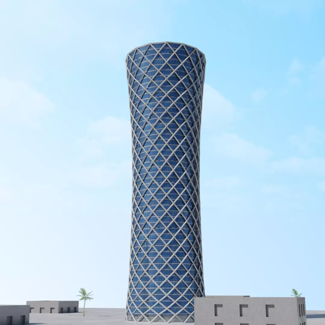 Tornado Tower Doha Low Poly 3D Model Low-poly 3D model