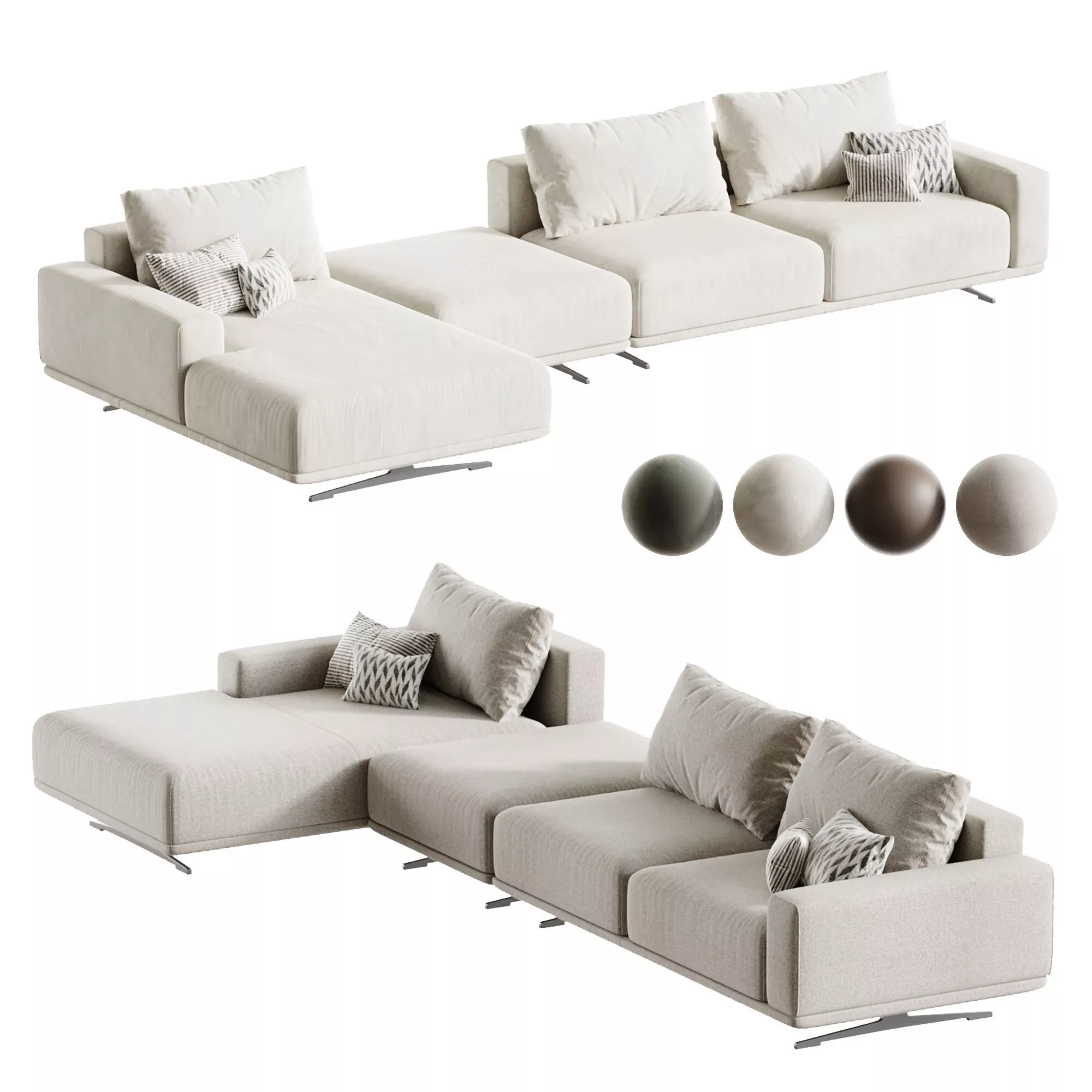 ZILLIS modular corner sofa 404 cm with a 180 cm ottoman 3D model