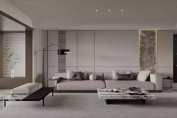 Italian-style living and dining room  3D model 3