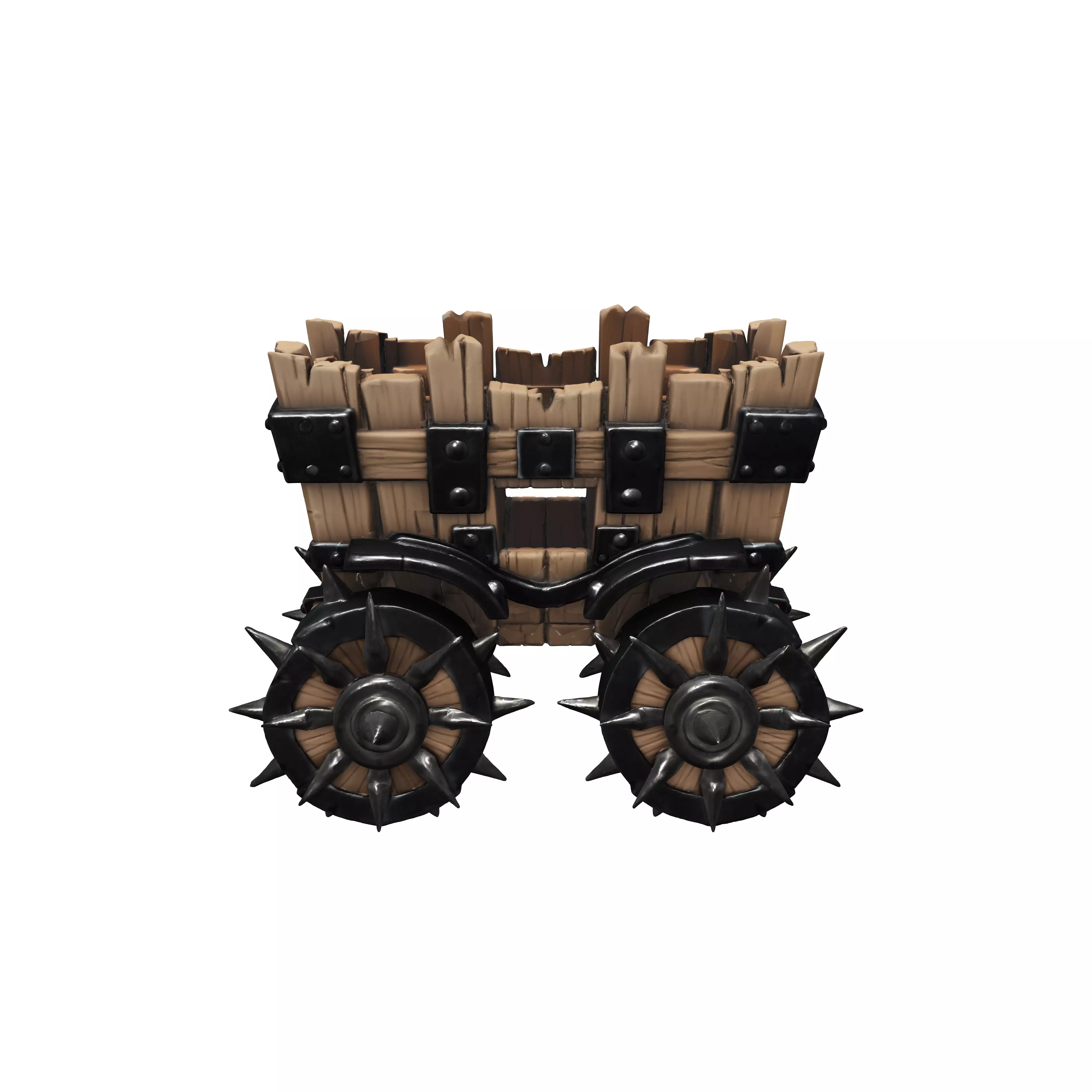 A formidable spiked siege chariot rendered in a distinct game... 3D model