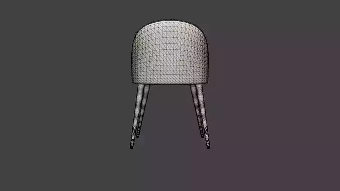Chair Velvet Low-poly 3D model 6