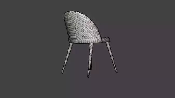 Chair Velvet Low-poly 3D model 7