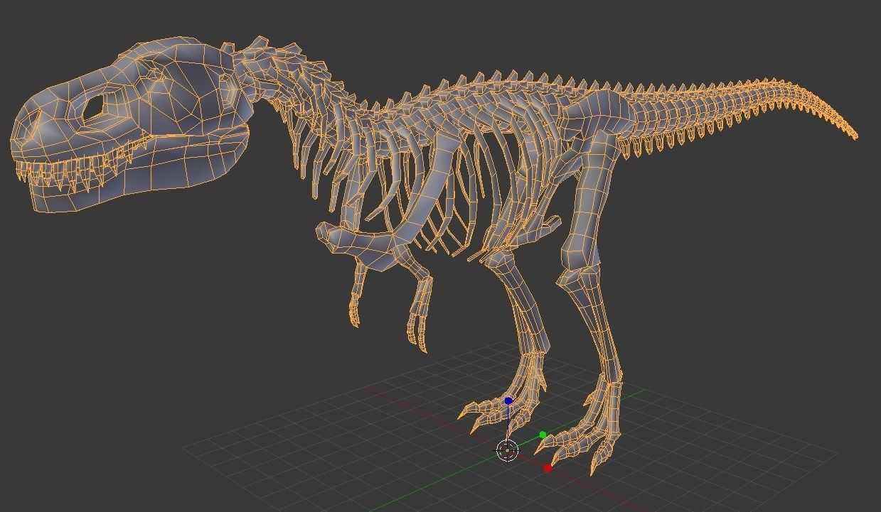 Tyrannosaurus Skeleton - Blockout Low-poly 3D model_4