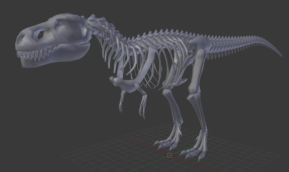 Tyrannosaurus Skeleton - Blockout Low-poly 3D model_3