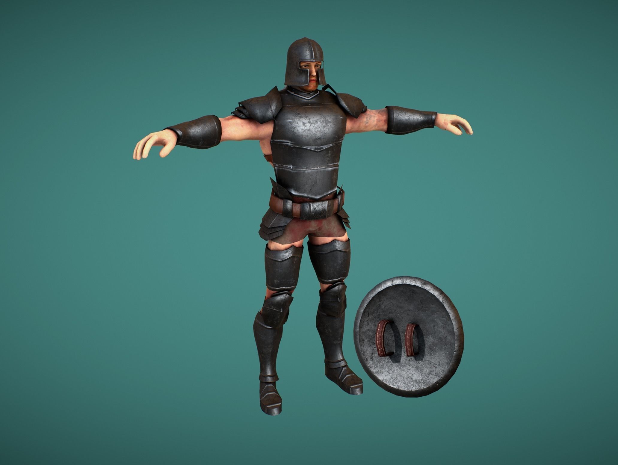 Medieval Armored Soldier 3D Model Low-poly 3D model