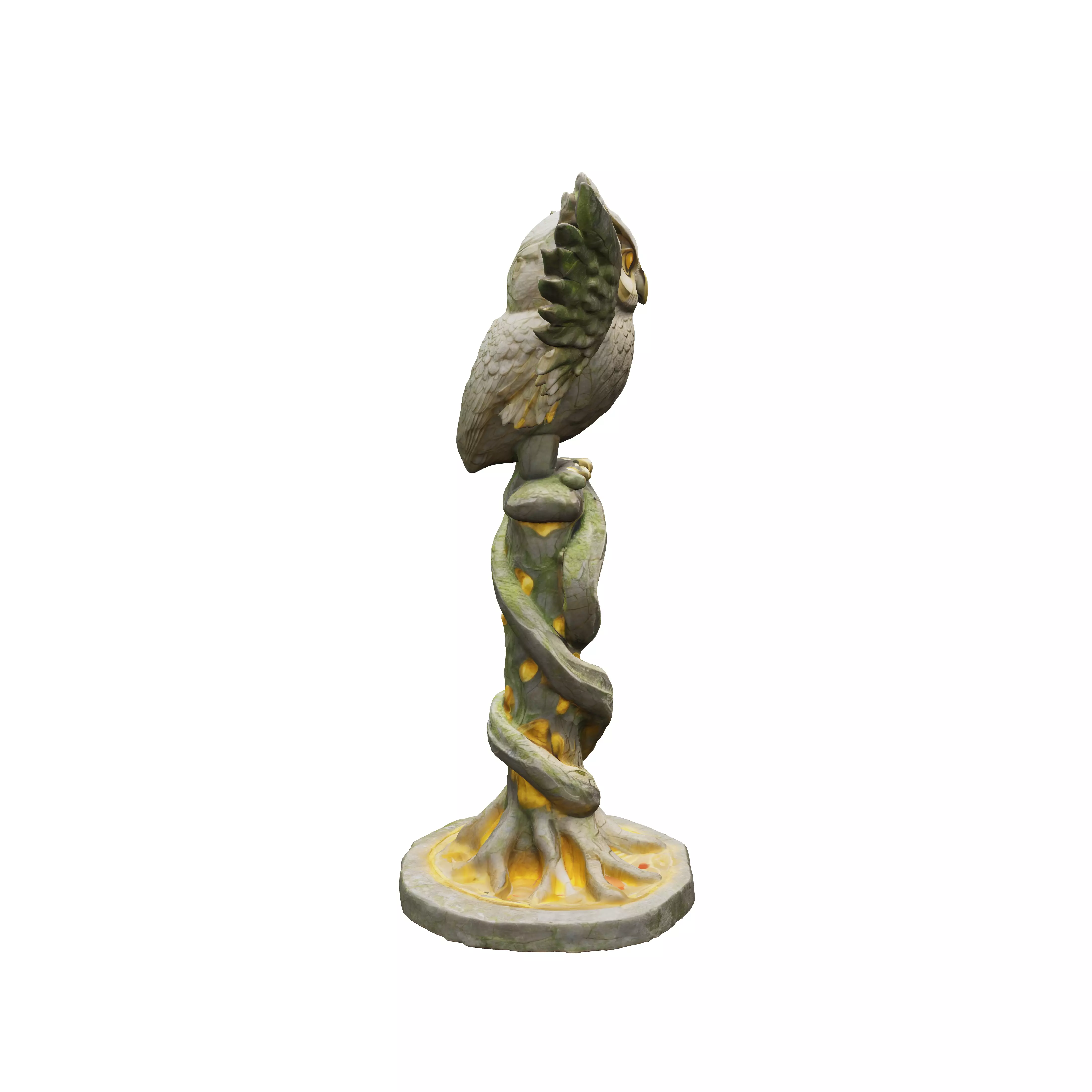A tall organic column shaped like a giant owl integrated into... 3D model