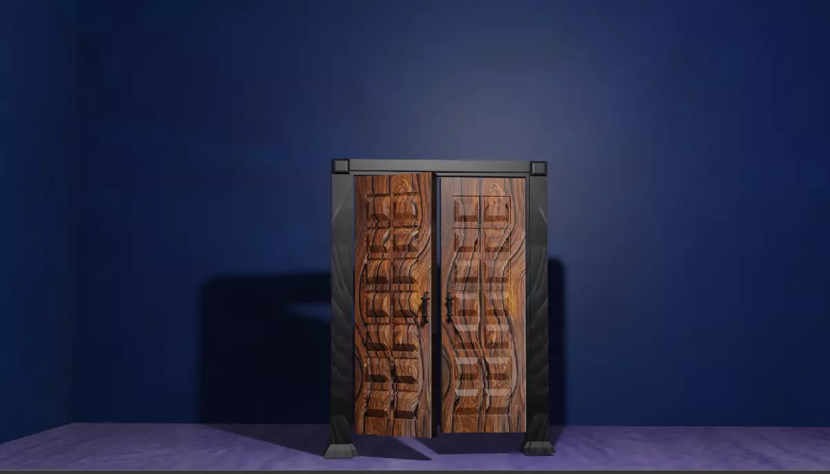 Modern Luxury Wooden Front Entrance Door - Game Ready PBR Asset Free low-poly 3D model