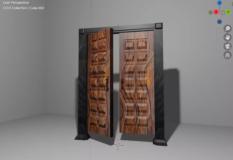 Modern Luxury Wooden Front Entrance Door - Game Ready PBR Asset Free low-poly 3D model