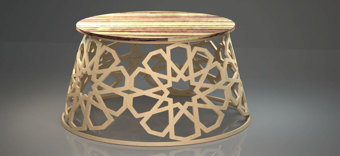 3D Ottoman Coffee Table Clear Model UV Unwrapped Selcuk Design 3D model