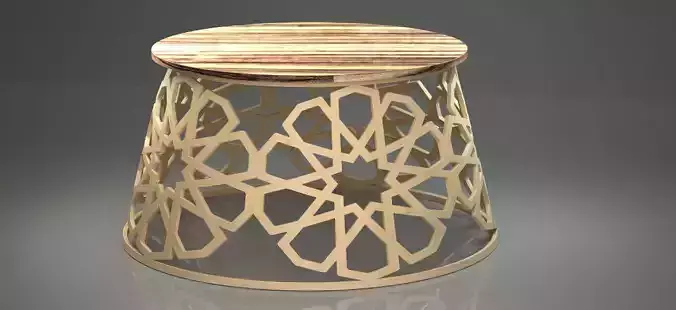 3D Ottoman Coffee Table Clear Model UV Unwrapped Selcuk Design 3D model