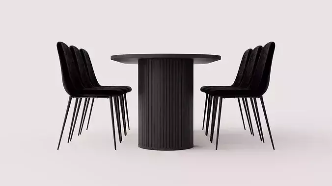 Dining set Bianca with 6 dining chairs Polar Low-poly 3D model
