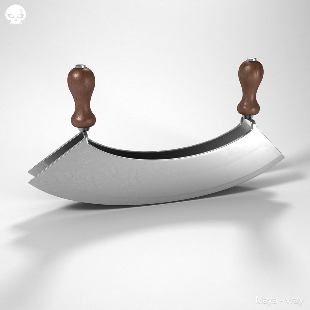 Two-Handled Double Bladed Mincing Rocker Knife 3D model_0