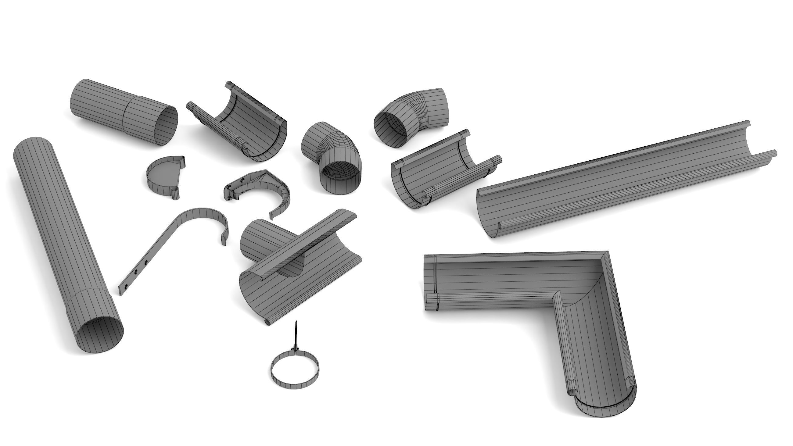 Gutters pipe hanger 3D model_2