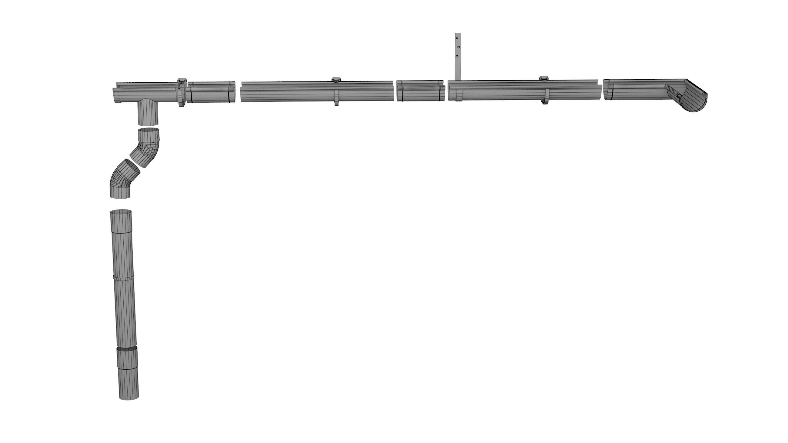 Gutters pipe hanger 3D model_7