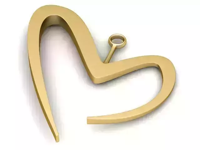 Pendant gold heart shaped clip