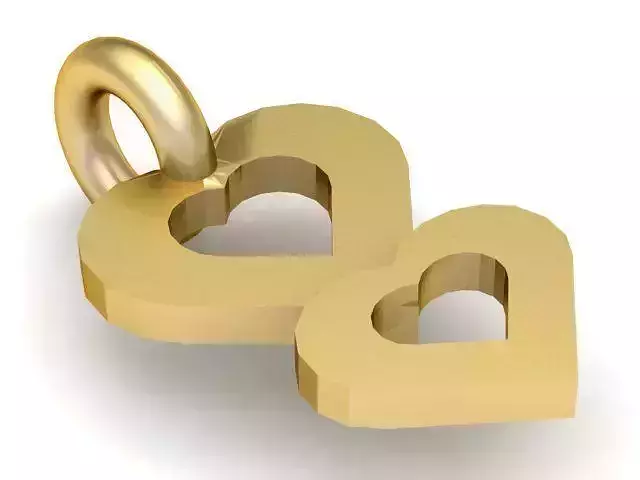 Pendant two gold heart charms 3D print model