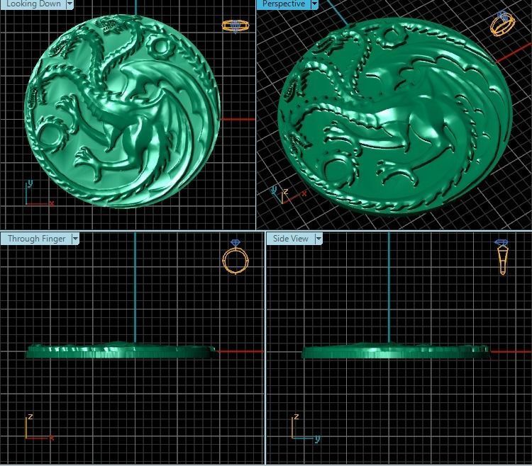 Pendant game of thrones dragon coin 3D print model_2