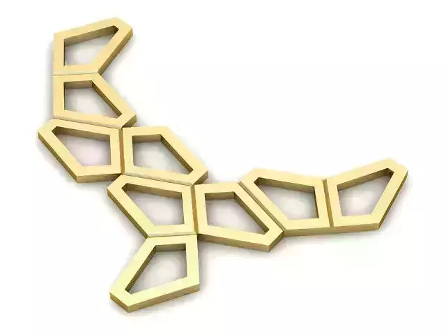 Pendant necklace made of gold triangles