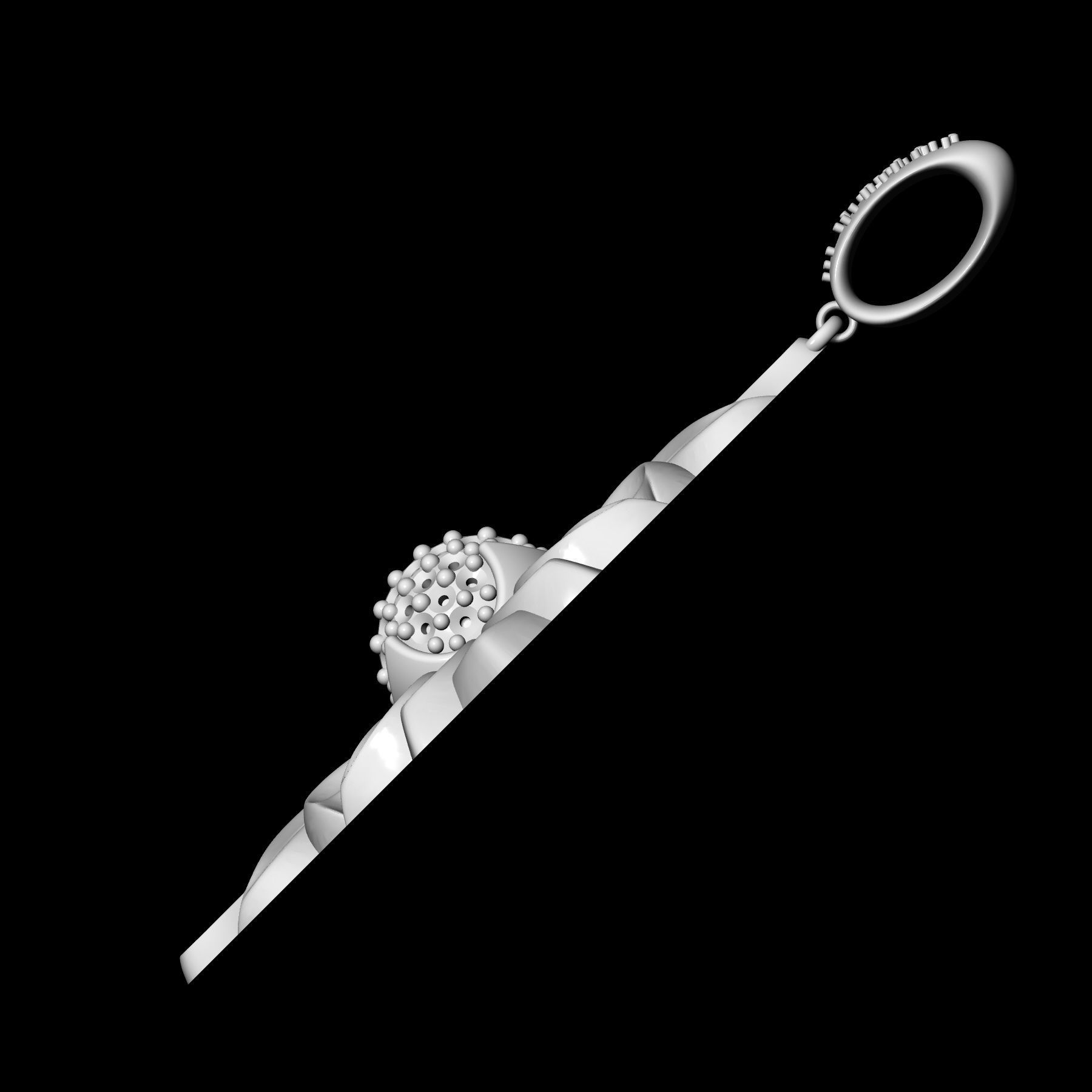 half ball of gems pendant 3D print model_7