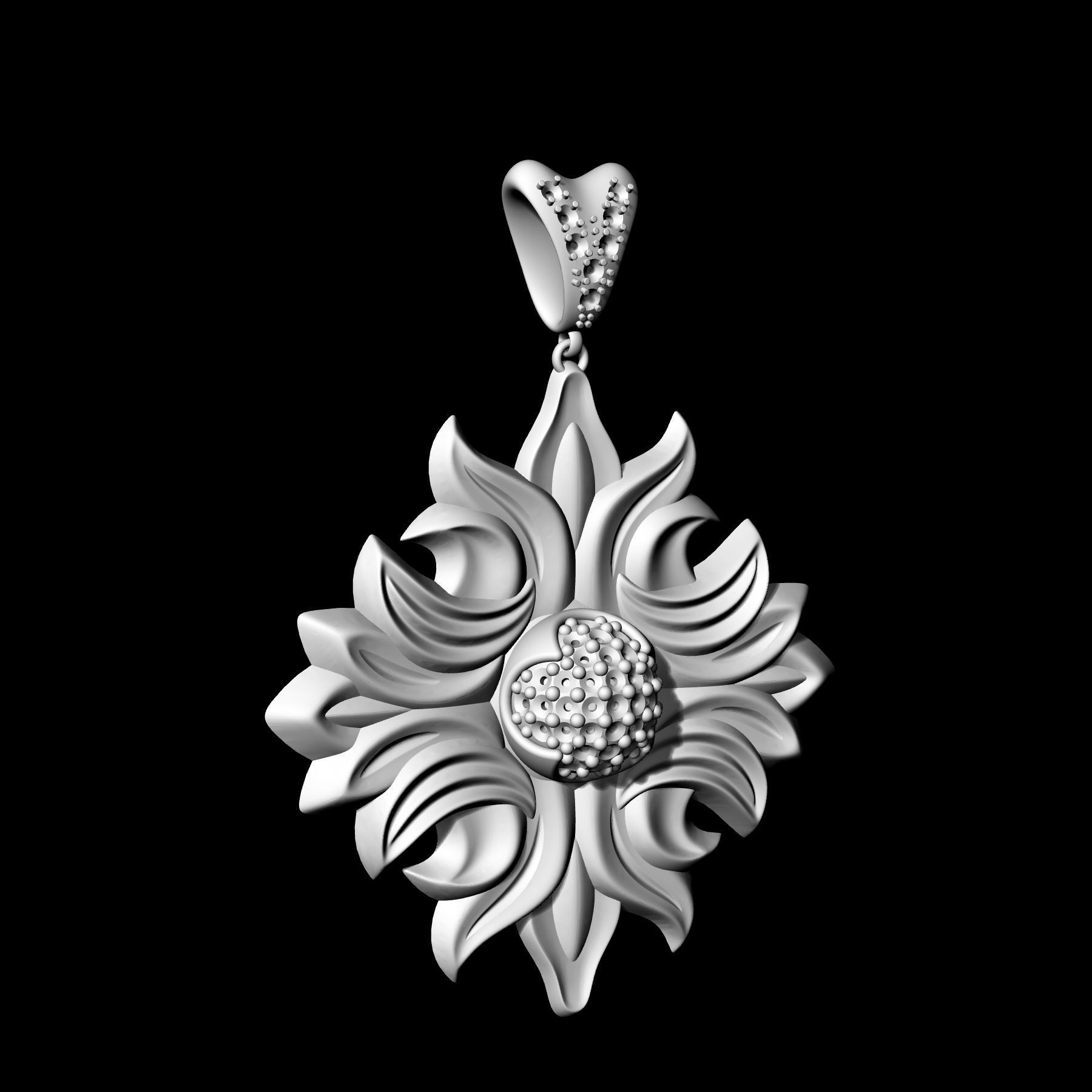 half ball of gems pendant 3D print model_4