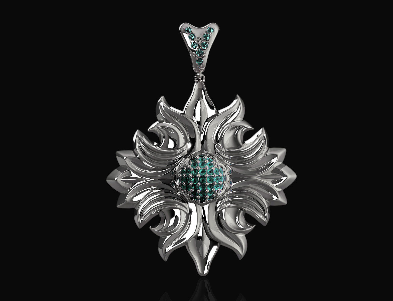 half ball of gems pendant 3D print model_1