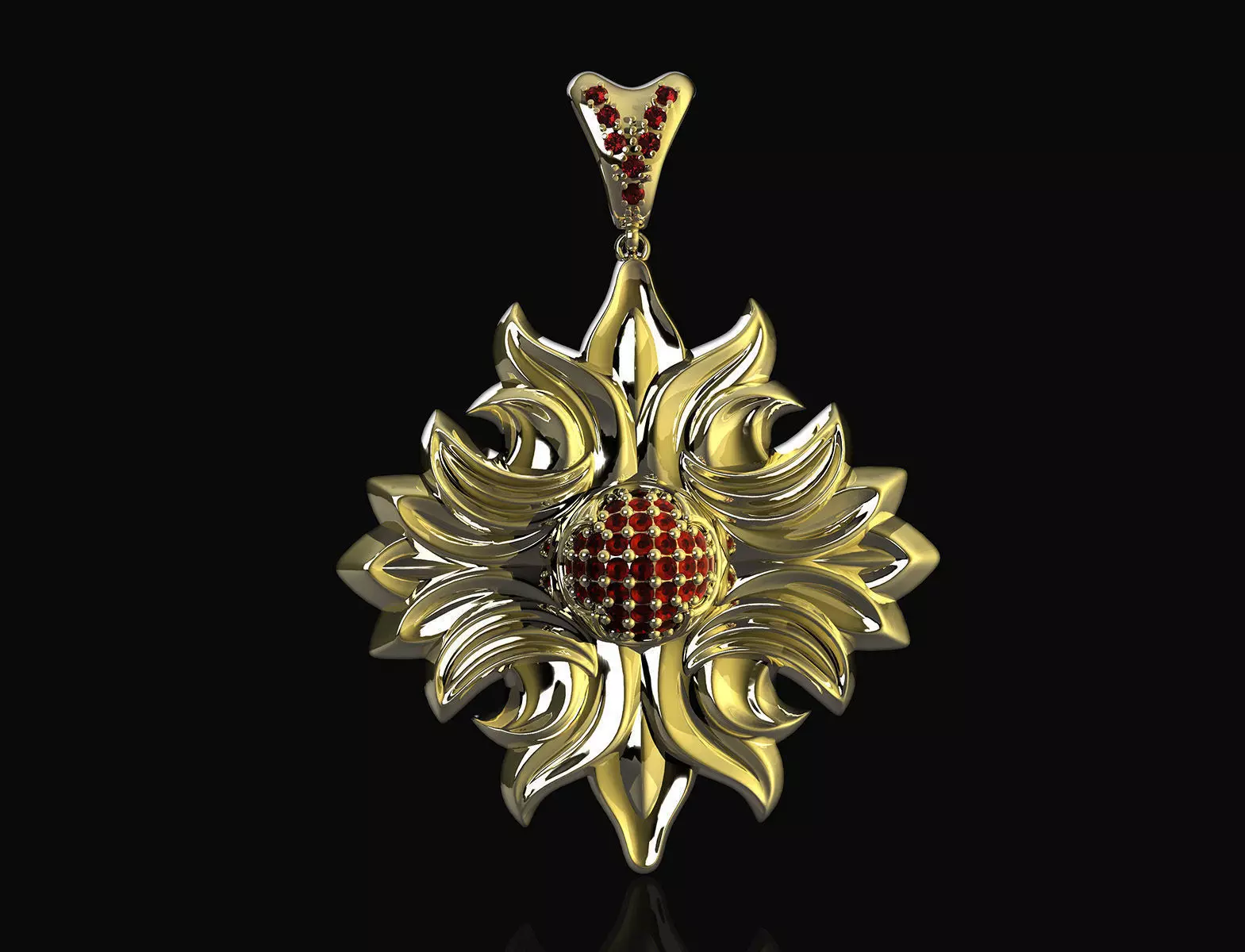half ball of gems pendant 3D print model_0