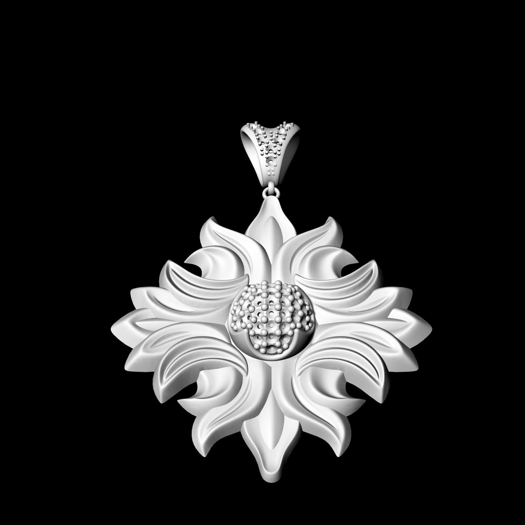 half ball of gems pendant 3D print model_6