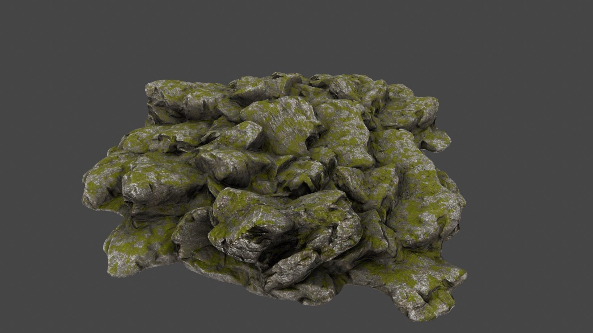 Rock mossy Low-poly 3D model_3