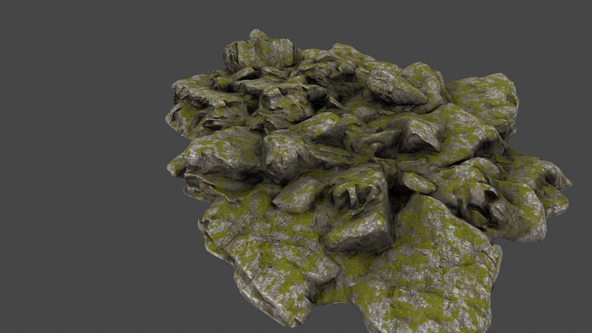 Rock mossy Low-poly 3D model_7