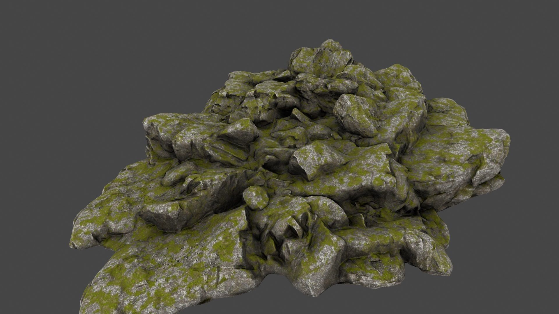 Rock mossy Low-poly 3D model_8
