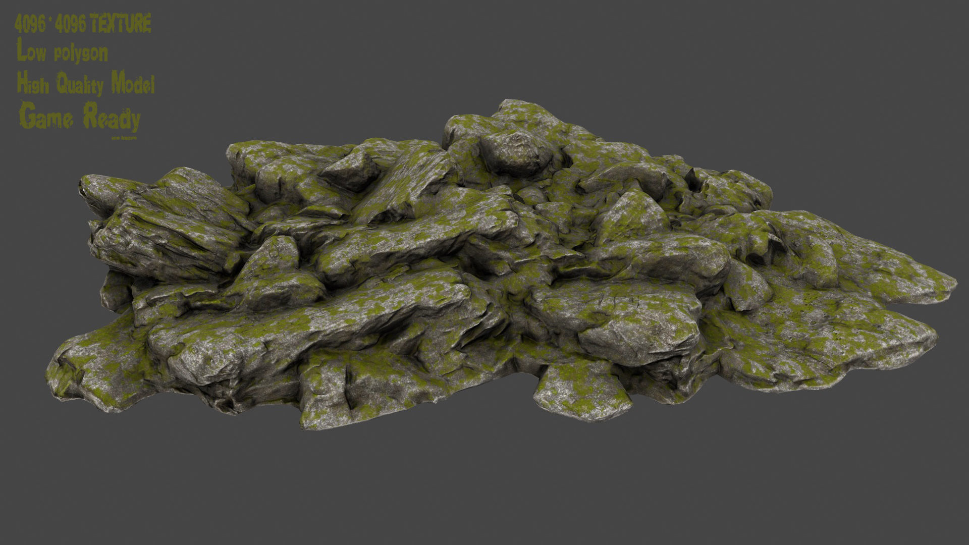 Rock mossy Low-poly 3D model_1