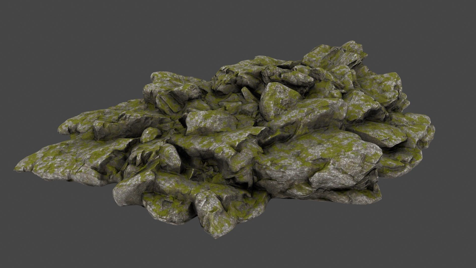 Rock mossy Low-poly 3D model_9