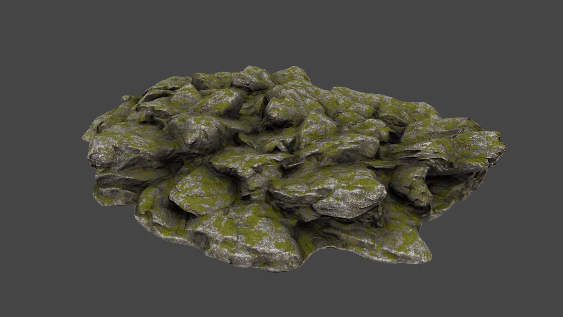 Rock mossy Low-poly 3D model_4
