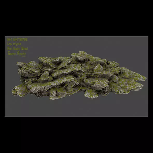 Rock mossy Low-poly 3D model_0
