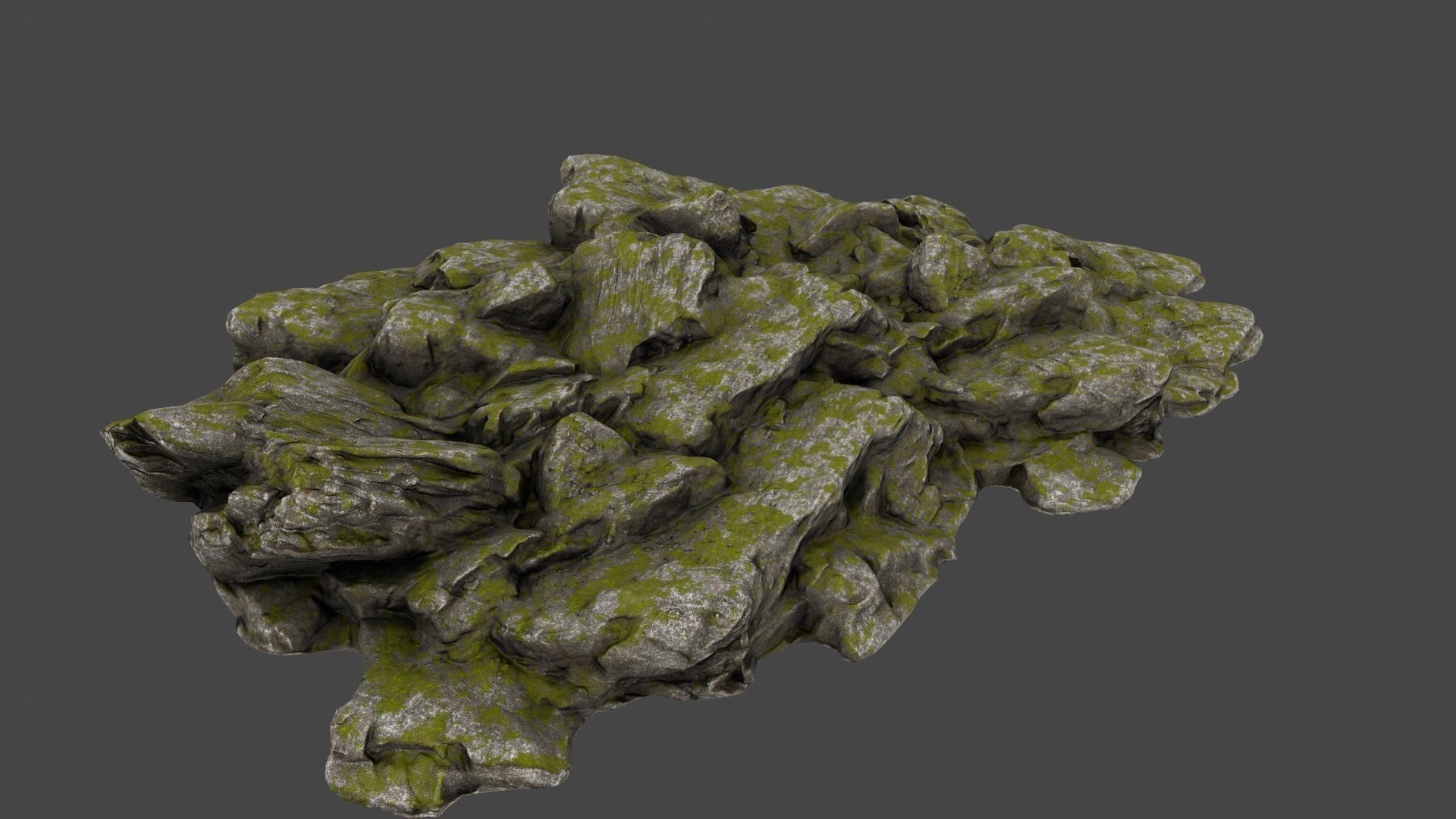 Rock mossy Low-poly 3D model_2