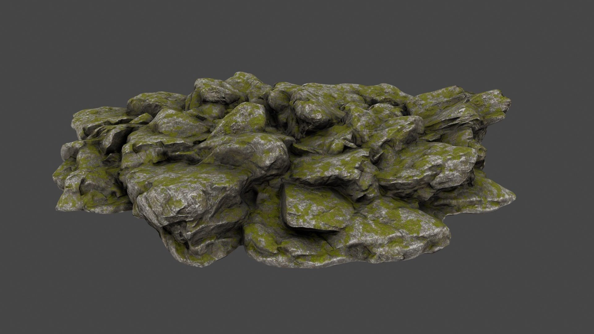 Rock mossy Low-poly 3D model_6