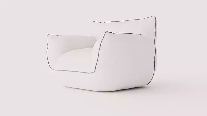 Gia armchair in linen Low-poly 3D model 2