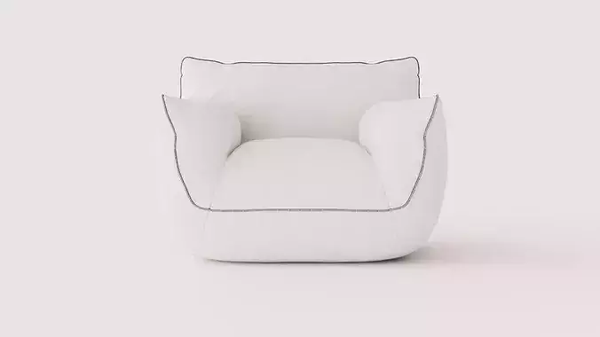 Gia armchair in linen Low-poly 3D model