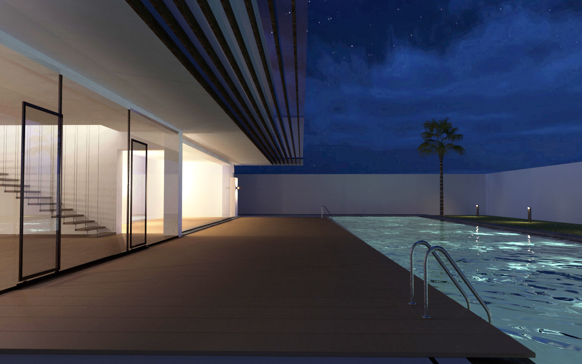 Modern Villa 01 Low-poly 3D model_5