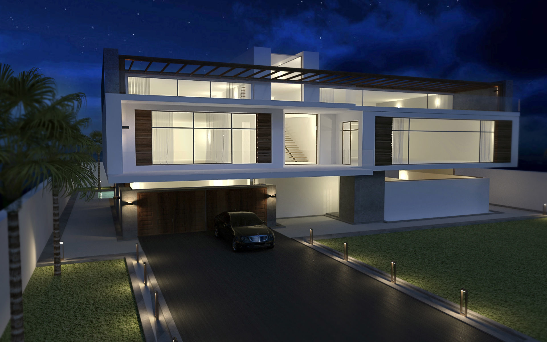 Modern Villa 01 Low-poly 3D model_2